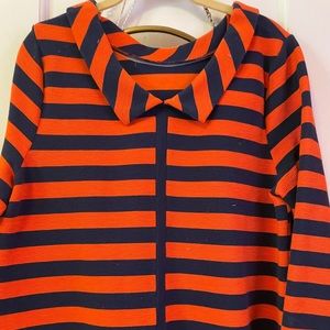 Boden orange and navy striped top, size L